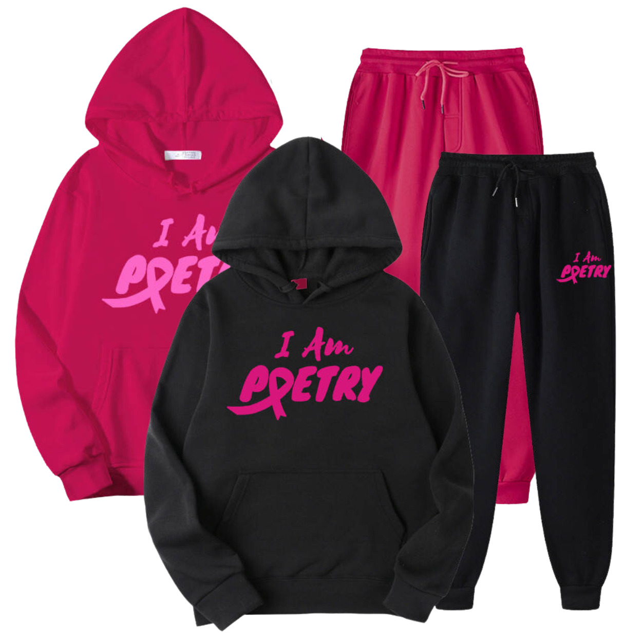 "I Am Poetry" Hoodie and Jogger Pants Suit (Breast Cancer Awareness) - Unisex