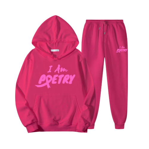 "I Am Poetry" Hoodie and Jogger Pants Suit (Breast Cancer Awareness) - Unisex