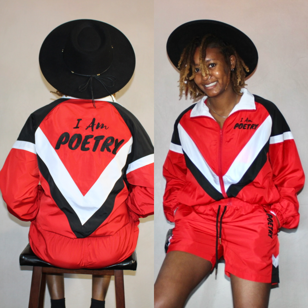 “I Am Poetry” Windbreaker Jacket & Shorts Set (unisex)