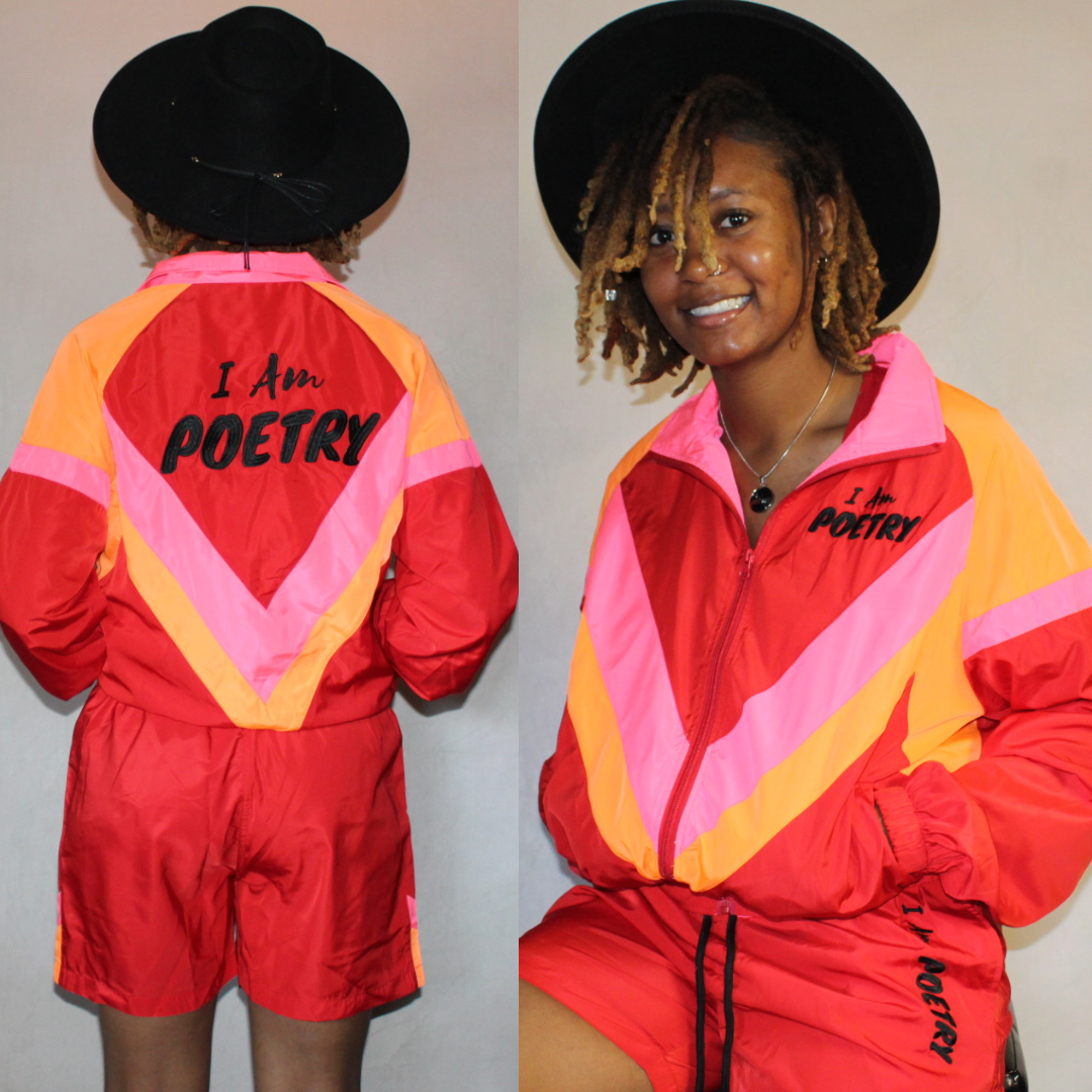 “I Am Poetry” Windbreaker Jacket & Shorts Set (unisex)